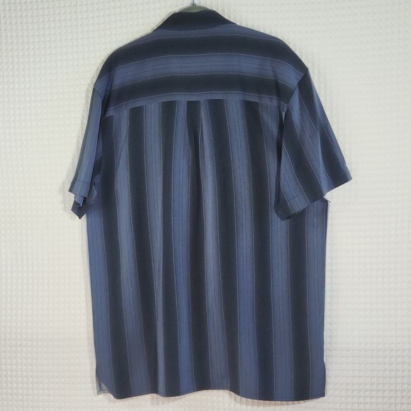 Twist Shirt Platinum Mens Short-Sleeve Blue gray Striped ButtonUp Relaxed M Golf - Picture 8 of 9